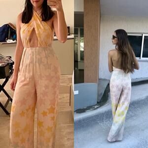 NWT Mara Hoffman Star Blast Jumpsuit Cream Open Back Beach Vacay Resort Size 0